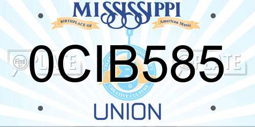 0CIB585 Mississippi License Plate