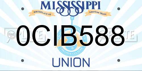 0CIB588 Mississippi License Plate