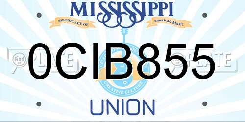 0CIB855 Mississippi License Plate