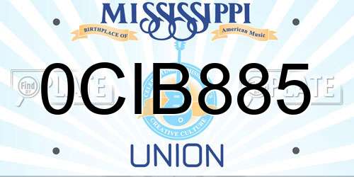 0CIB885 Mississippi License Plate