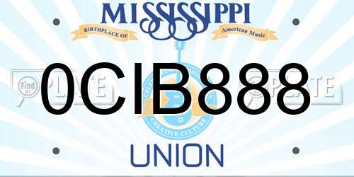0CIB888 Mississippi License Plate