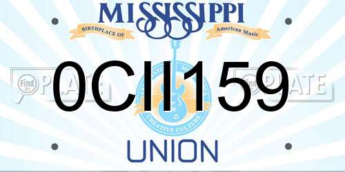 0CII159 Mississippi License Plate