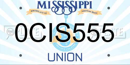 0CIS555 Mississippi License Plate