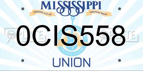 0CIS558 Mississippi License Plate