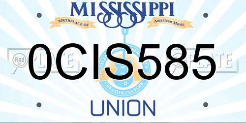 0CIS585 Mississippi License Plate