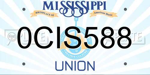 0CIS588 Mississippi License Plate