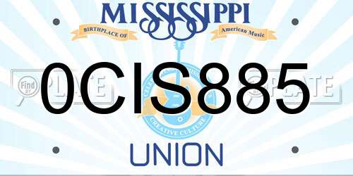 0CIS885 Mississippi License Plate