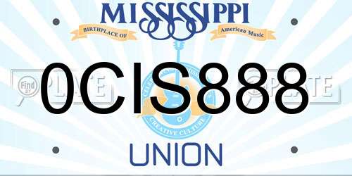 0CIS888 Mississippi License Plate