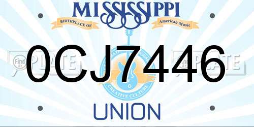 0CJ7446 Mississippi License Plate