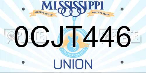 0CJT446 Mississippi License Plate