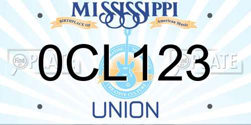 0CL123 Mississippi License Plate