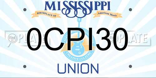 0CPI30 Mississippi License Plate