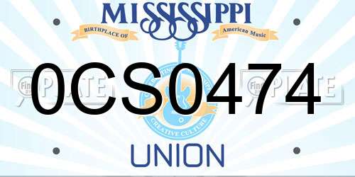 0CS0474 Mississippi License Plate