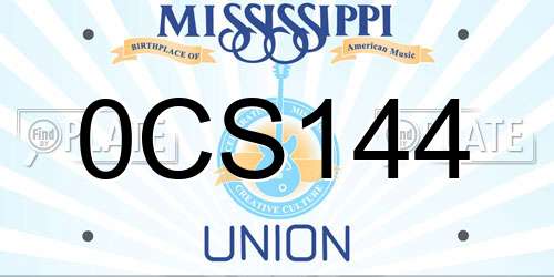 0CS144 Mississippi License Plate