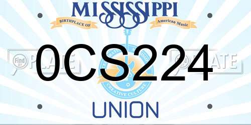 0CS224 Mississippi License Plate