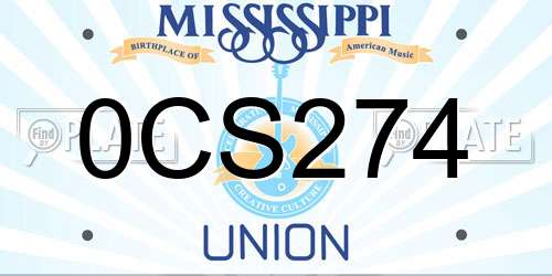 0CS274 Mississippi License Plate