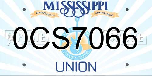 0CS7066 Mississippi License Plate