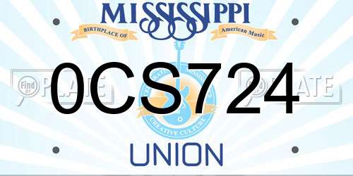 0CS724 Mississippi License Plate