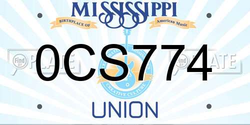 0CS774 Mississippi License Plate