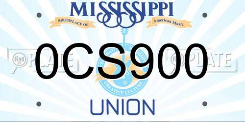 0CS900 Mississippi License Plate