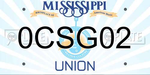 0CSG02 Mississippi License Plate