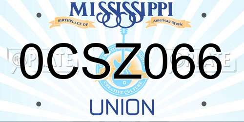 0CSZ066 Mississippi License Plate