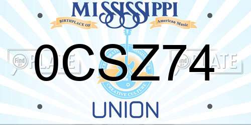 0CSZ74 Mississippi License Plate