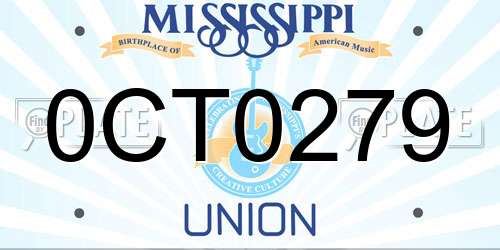 0CT0279 Mississippi License Plate