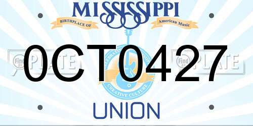 0CT0427 Mississippi License Plate