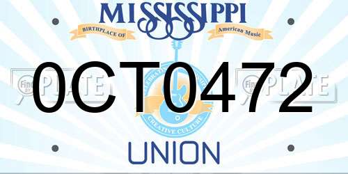 0CT0472 Mississippi License Plate