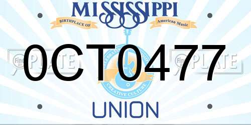 0CT0477 Mississippi License Plate