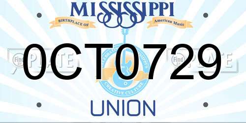 0CT0729 Mississippi License Plate