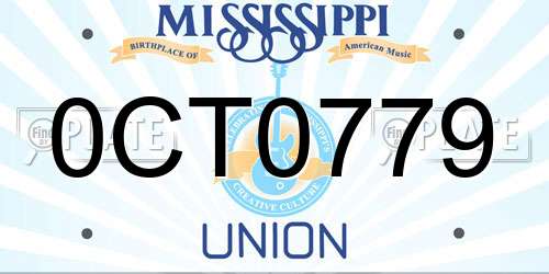 0CT0779 Mississippi License Plate