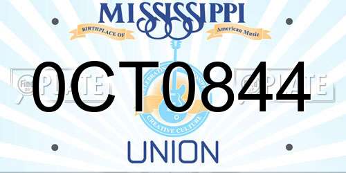 0CT0844 Mississippi License Plate