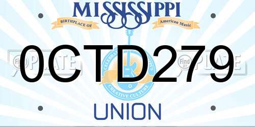 0CTD279 Mississippi License Plate