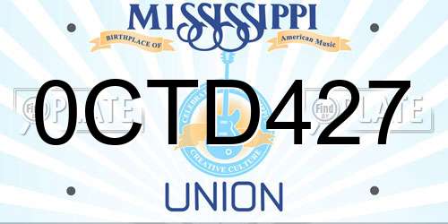 0CTD427 Mississippi License Plate