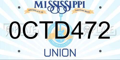 0CTD472 Mississippi License Plate