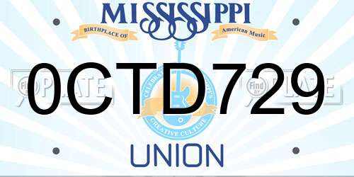 0CTD729 Mississippi License Plate