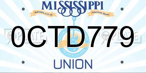 0CTD779 Mississippi License Plate