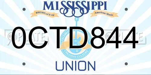 0CTD844 Mississippi License Plate