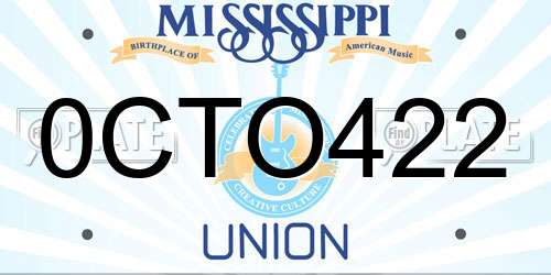 0CTO422 Mississippi License Plate