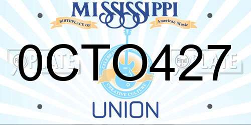 0CTO427 Mississippi License Plate