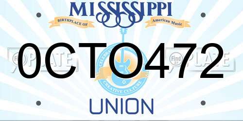 0CTO472 Mississippi License Plate