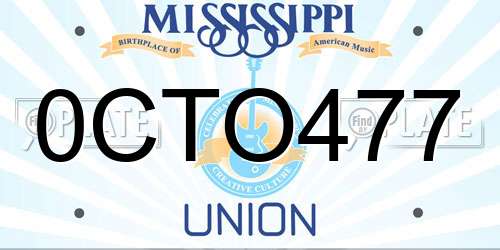0CTO477 Mississippi License Plate