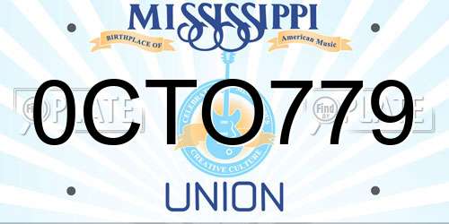 0CTO779 Mississippi License Plate