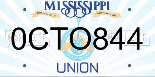 0CTO844 Mississippi License Plate