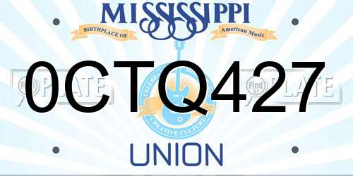 0CTQ427 Mississippi License Plate
