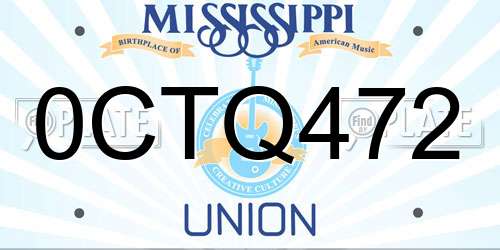 0CTQ472 Mississippi License Plate