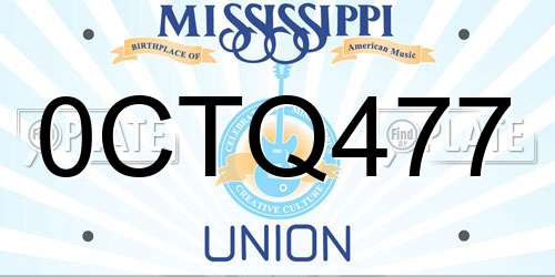 0CTQ477 Mississippi License Plate