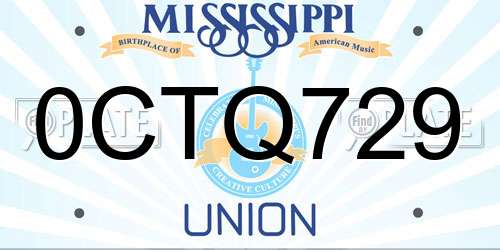 0CTQ729 Mississippi License Plate